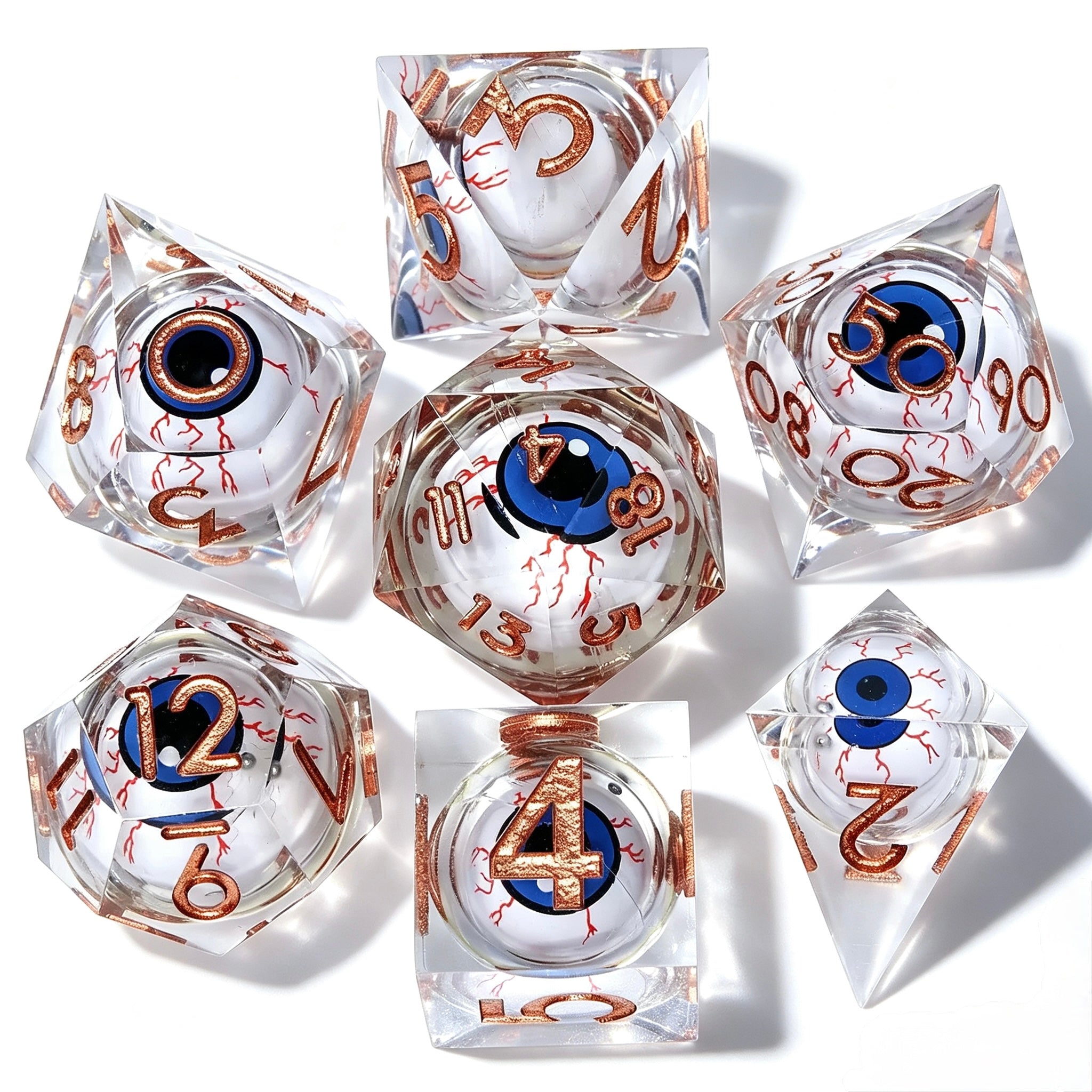 Clear Mad Scientist Liquid Core 7-Piece Dice Set
