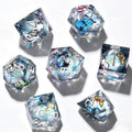 Silver Butterfly Liquid Core 7-Piece Dice Set