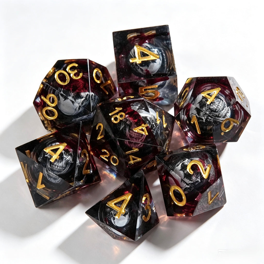 Bloody Skull Liquid Core 7-Piece Dice Set