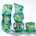 Santa Xmas Glitter Liquid Core 7-Piece Dice Set