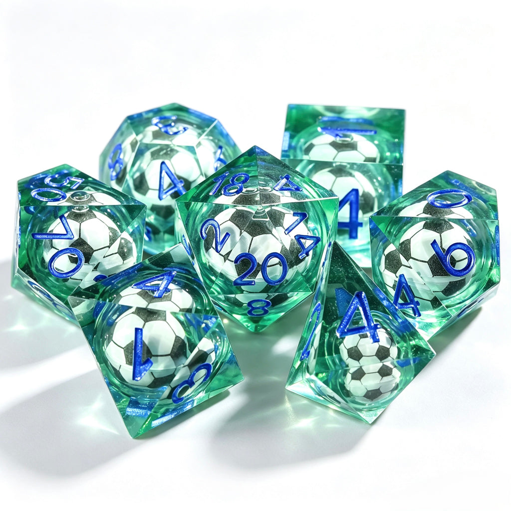 Soccer Liquid Core 7-Piece Dice Set