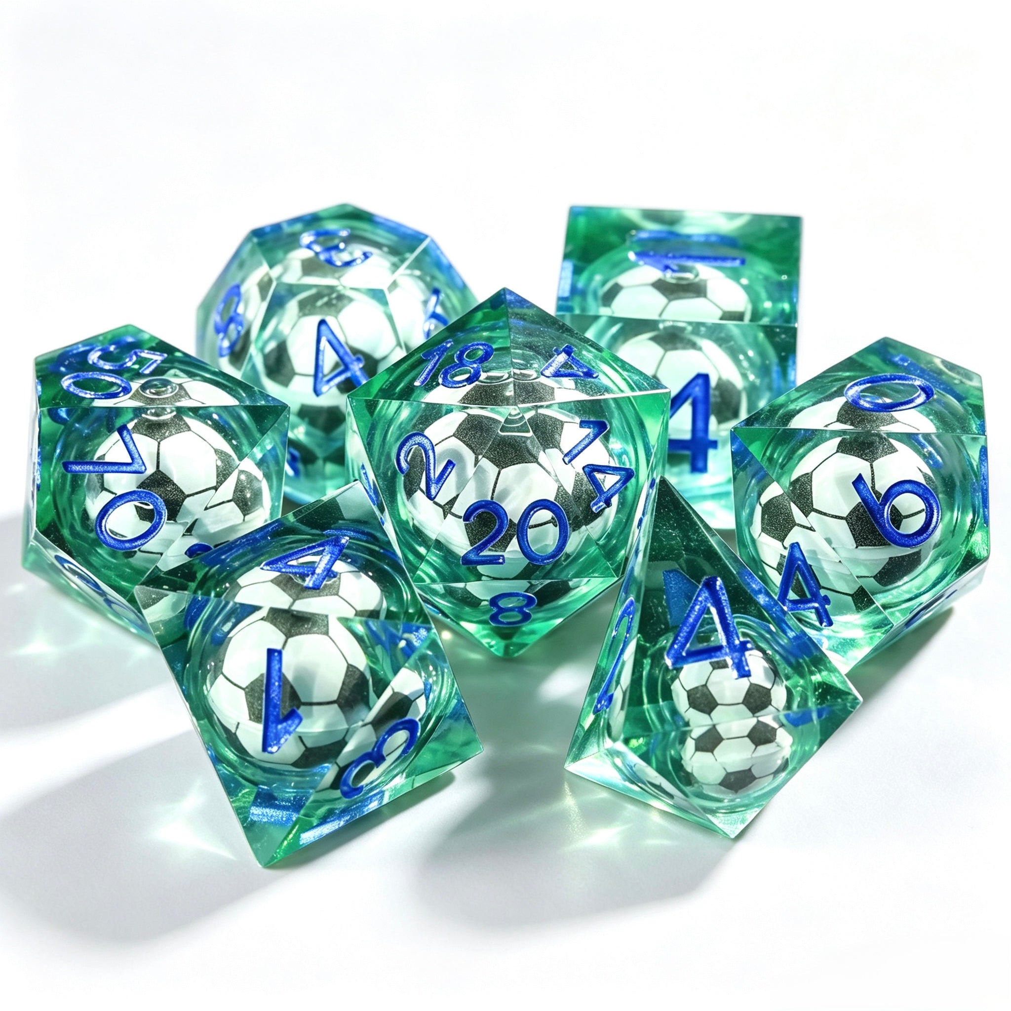Soccer Liquid Core 7-Piece Dice Set