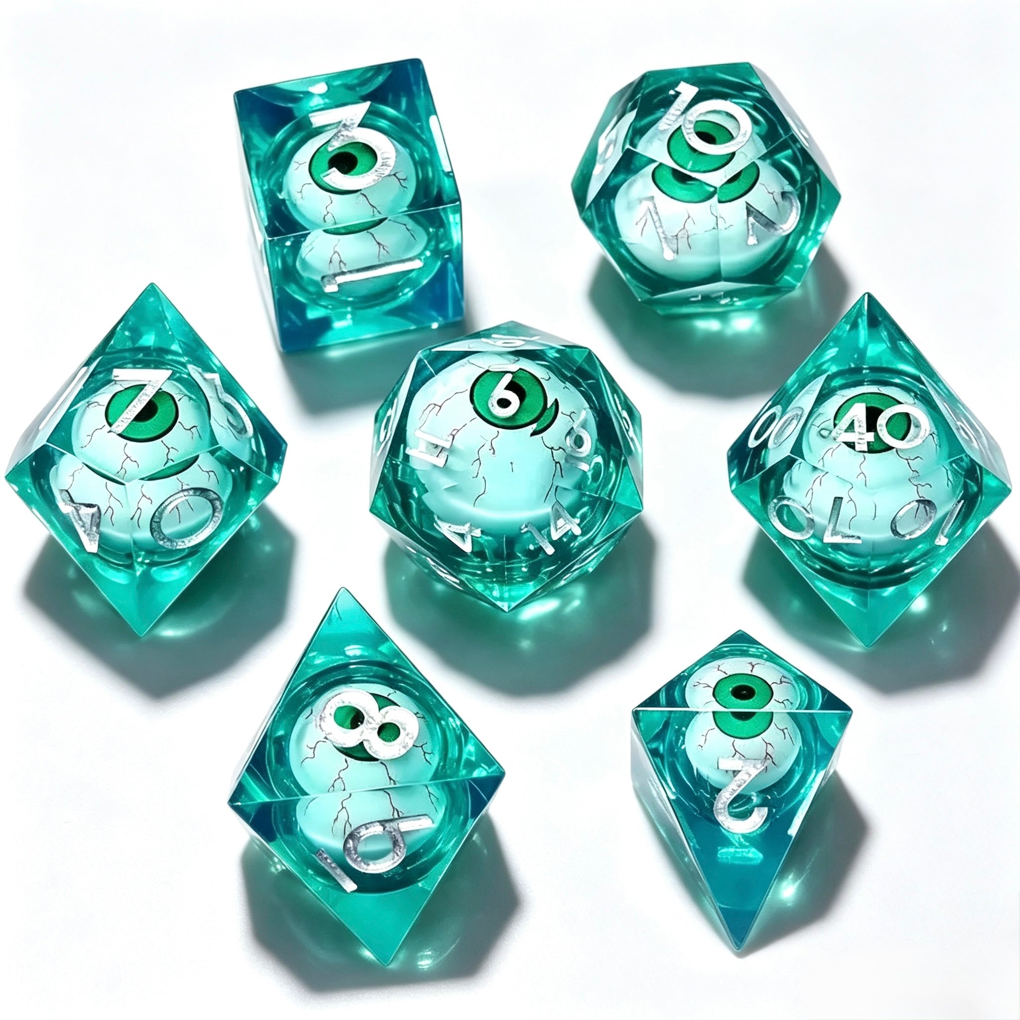 Aqua Mad Scientist Liquid Core 7-Piece Dice Set