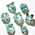 Green Butterfly Liquid Core 7-Piece Dice Set
