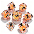 Orange Cat Diamond-Cut 7-Piece Dice Set (Glow-in-Dark)
