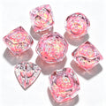 Blush Pink Diamond-Cut 7-Piece Dice Set (Glow-in-Dark)