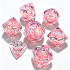 Blush Pink Diamond-Cut 7-Piece Dice Set (Glow-in-Dark)