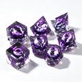 Clear-Purple Eye Purple Lettering Liquid Core 7-Piece Dice Set