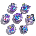 Purple Butterfly Liquid Core 7-Piece Dice Set