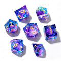Gradient Blue-Purple Glitter Liquid Core 7-Piece Dice Set