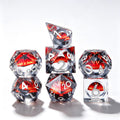Clear-Red Eye Silver Lettering Liquid Core 7-Piece Dice Set