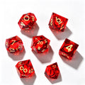 Red-Red Eye Gold Lettering Liquid Core 7-Piece Dice Set