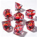 All Red Dragon Eye Liquid Core 7-Piece Dice Set