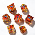 Yellow-Orange Eye Liquid Core 7-Piece Dice Set