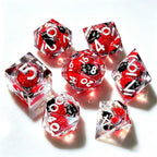 Red Black Cat Liquid Core 7-Piece Dice Set