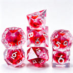 Red Blood Silver Liquid Core 7-Piece Dice Set