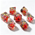 Red Blood Gold Liquid Core 7-Piece Dice Set