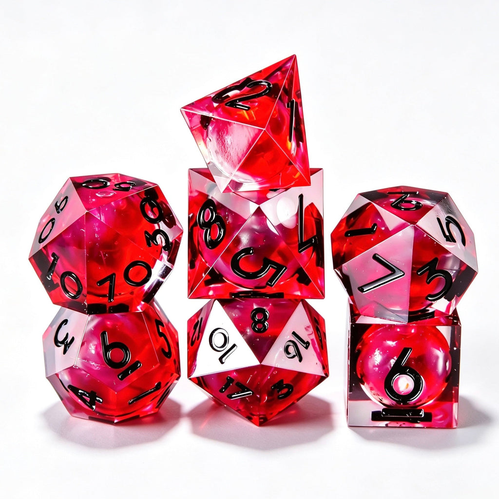 Red Blood Black Liquid Core 7-Piece Dice Set