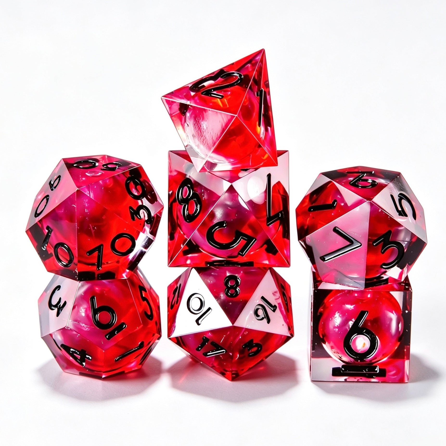 Red Blood Black Liquid Core 7-Piece Dice Set