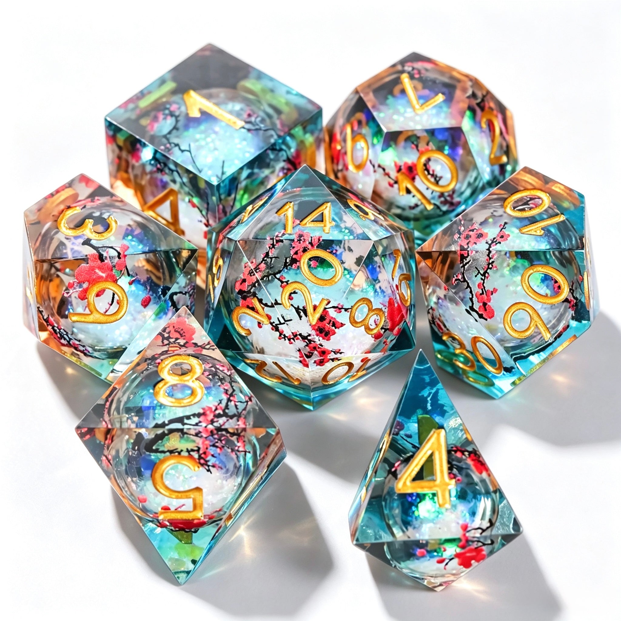 Gradient Sakura Liquid Core 7-Piece Dice Set