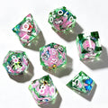 Gradient Pink Butterfly Liquid Core 7-Piece Dice Set