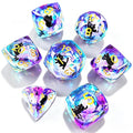 Duotone Diamond-Cut Glitter Cat 7-Piece Dice Set