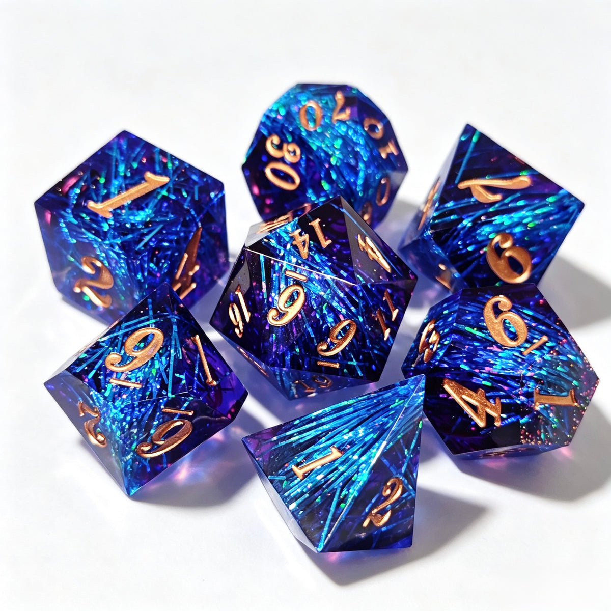 Blue Weave Solid Core 7-Piece Dice Set
