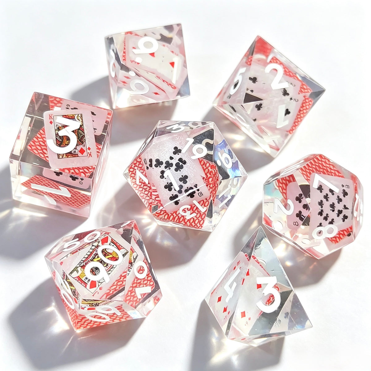 Poker Cards Solid Core 7-Piece Dice Set