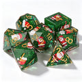 Green Santa Glitter Solid Core 7-Piece Dice Set