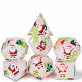 White Santa Glitter Solid Core 7-Piece Dice Set