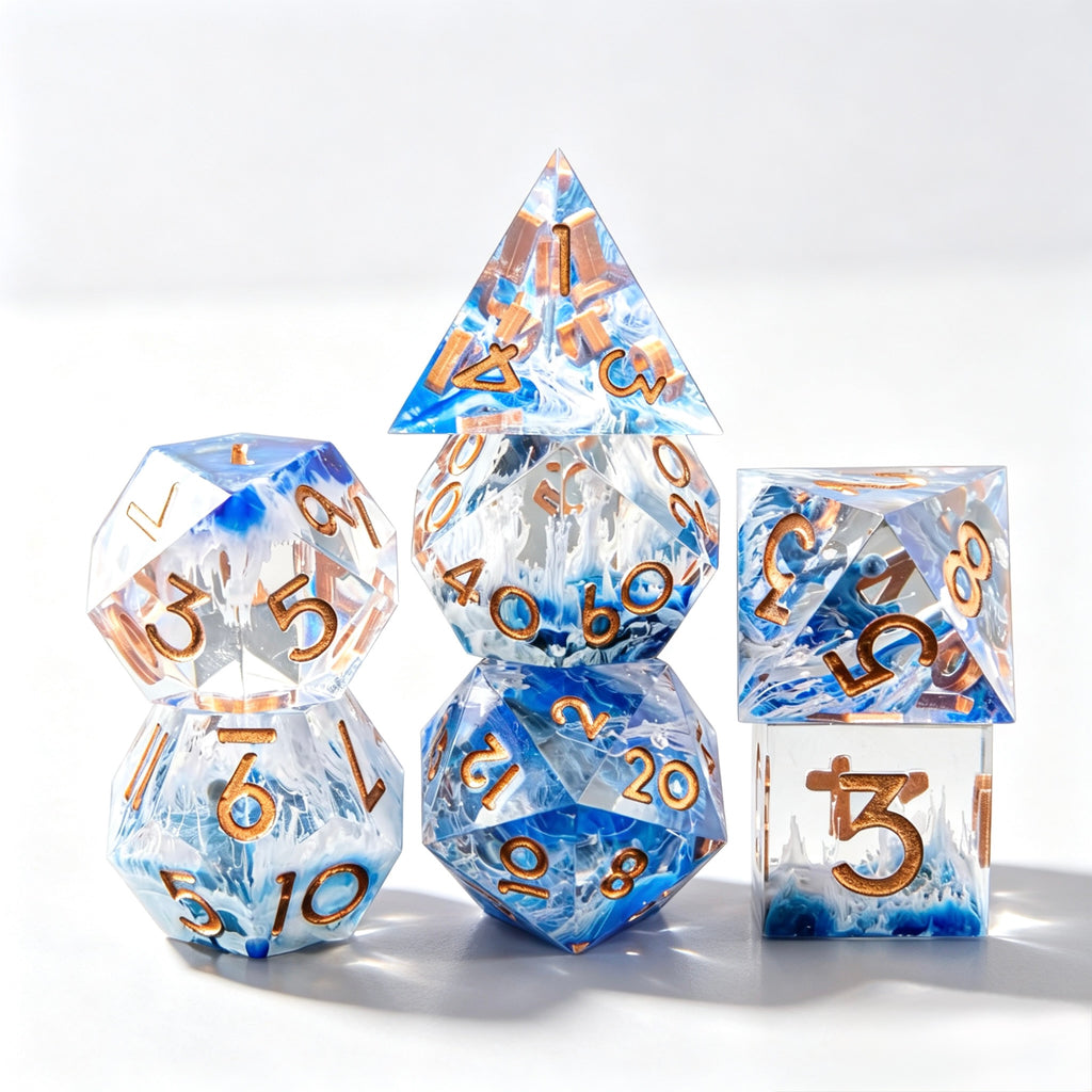 Tidal Blue Solid Core 7-Piece Dice Set