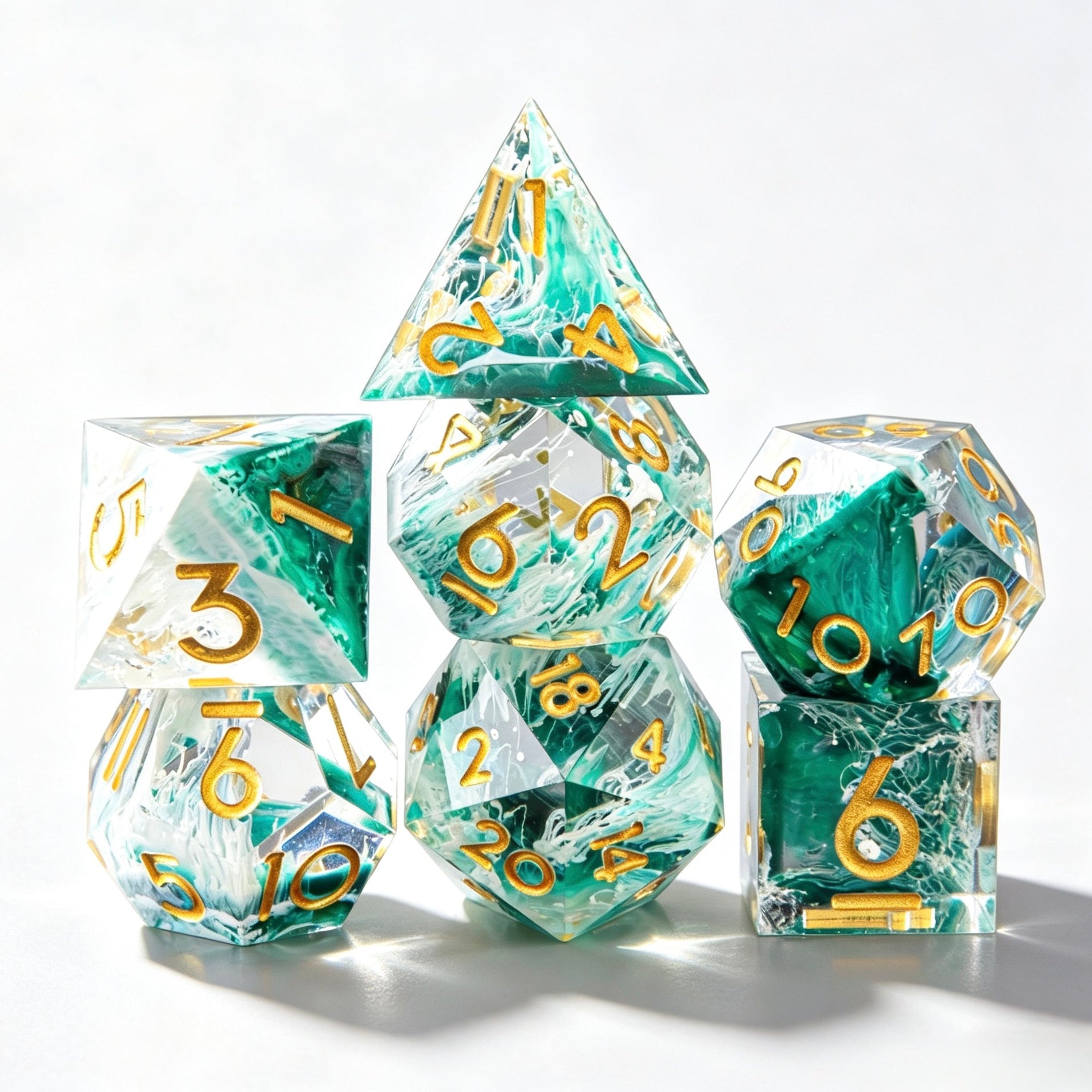 Tidal Green Solid Core 7-Piece Dice Set