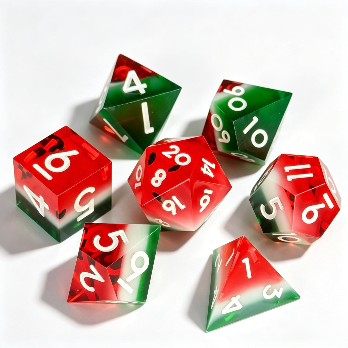 Watermelon Solid Core 7-Piece Dice Set