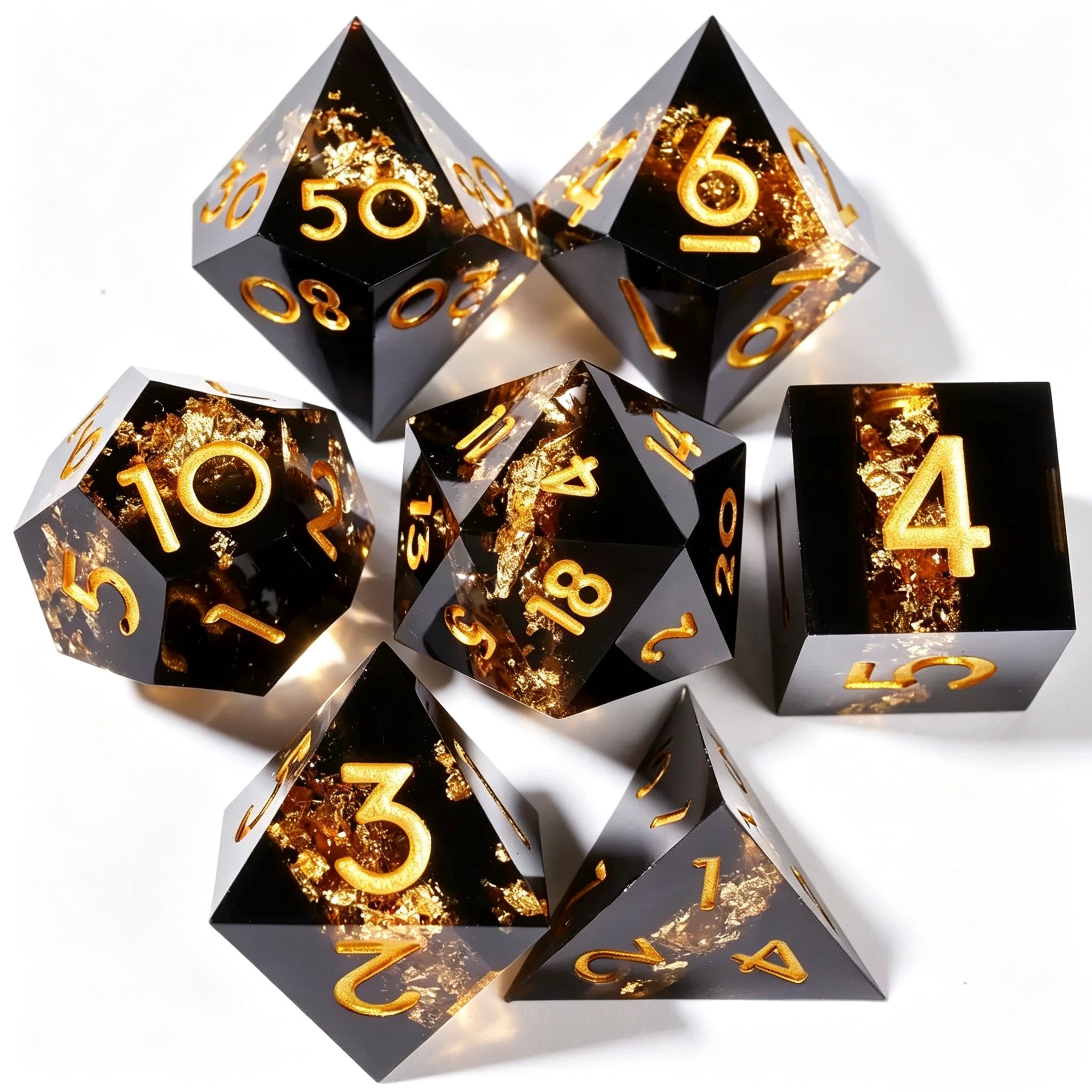 Glitter Eclipse Gold Solid Core 7-Piece Dice Set