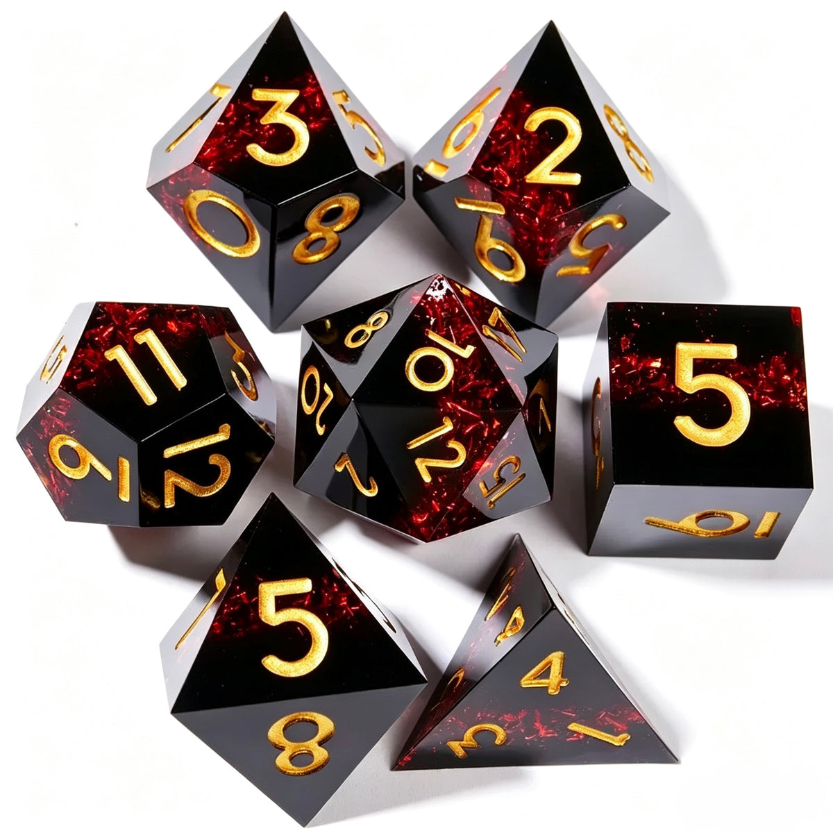 Glitter Eclipse Red Solid Core 7-Piece Dice Set