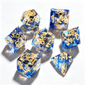 Gold Foil Blue Solid Core 7-Piece Dice Set