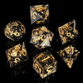 Gold Foil Black Solid Core 7-Piece Dice Set