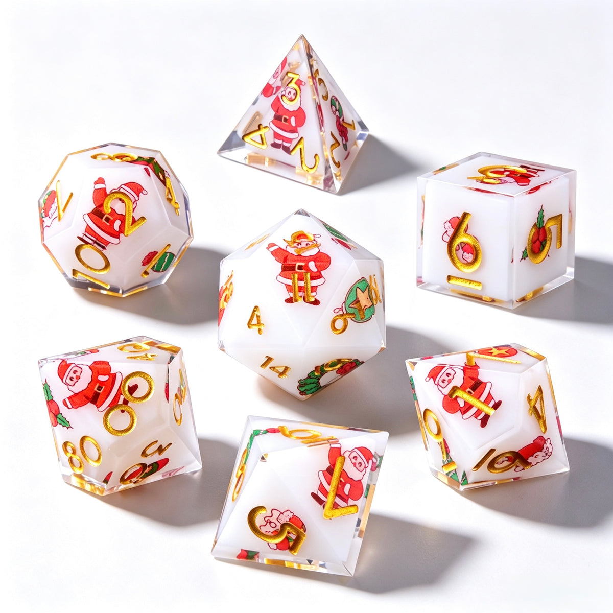 Santa Snow Solid Core 7-Piece Dice Set