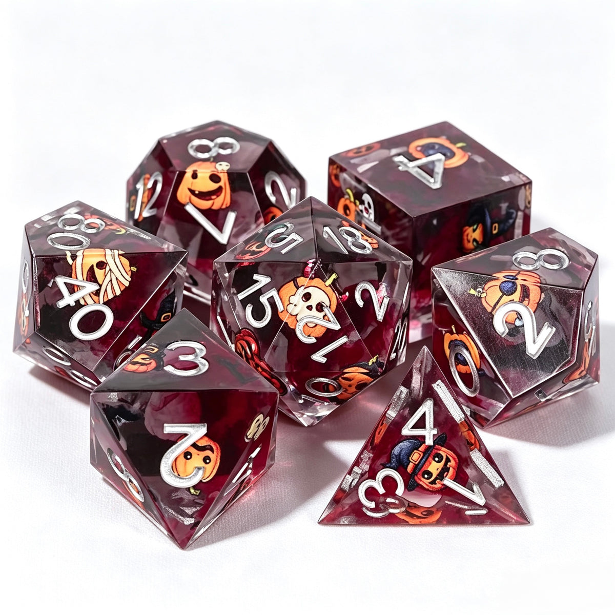 Bloody Pumpkin Solid Core 7-Piece Dice Set
