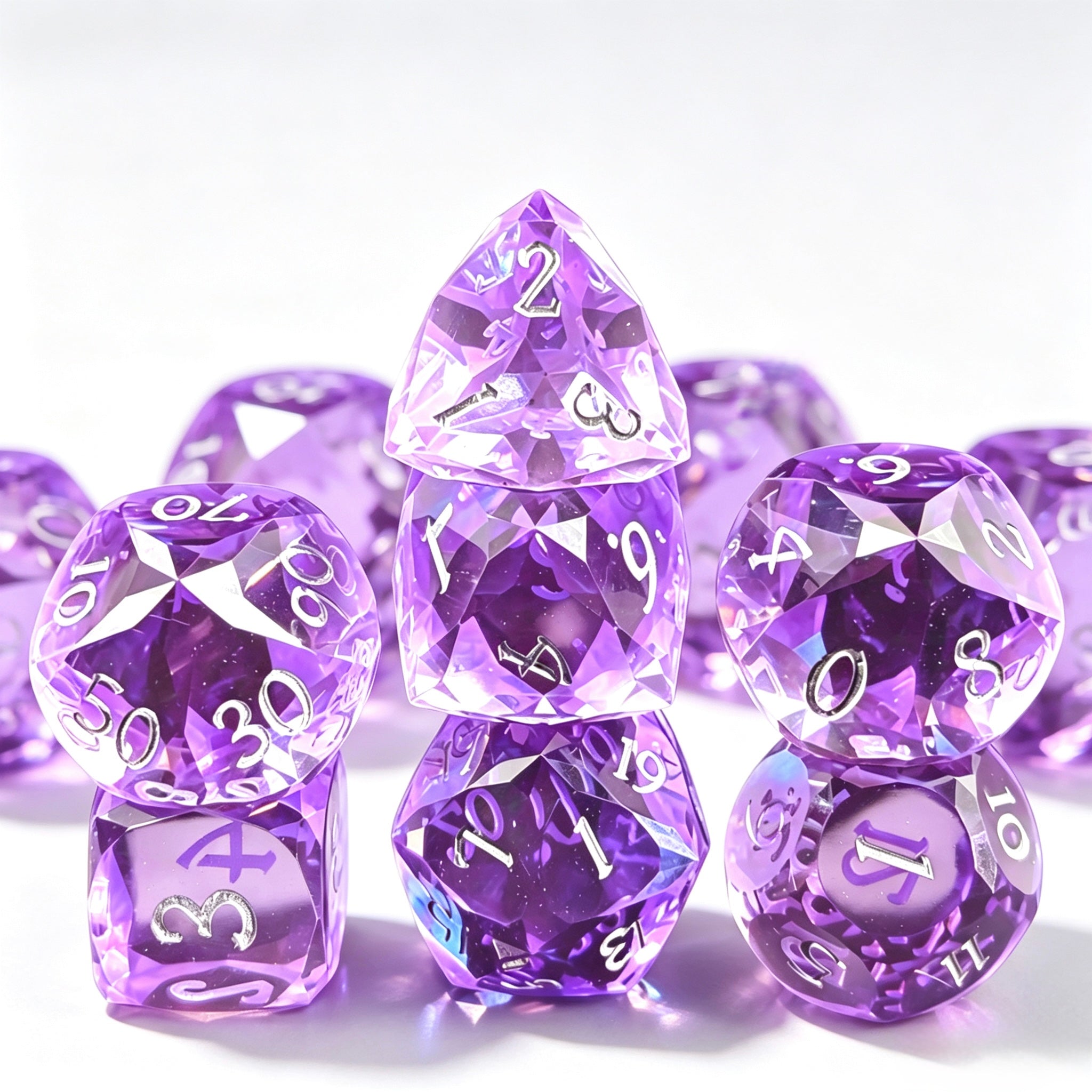 Amethyst Diamond-Cut 7-Piece Resin Dice Set