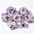 Silver Black Cat Glitter Solid Core 7-Piece Dice Set