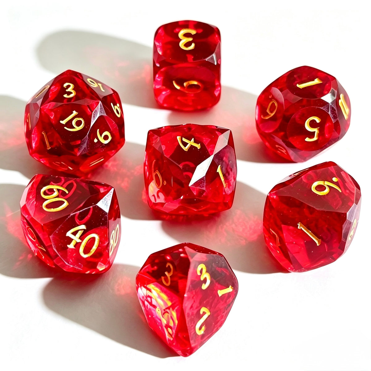 Ruby Diamond-Cut 7-Piece Resin Dice Set