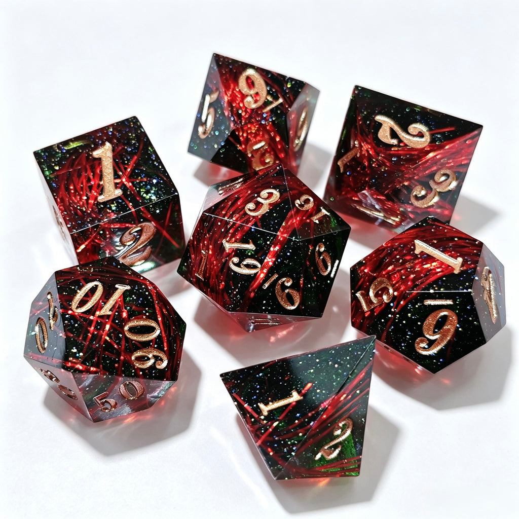 Red Weave Solid Core 7-Piece Dice Set