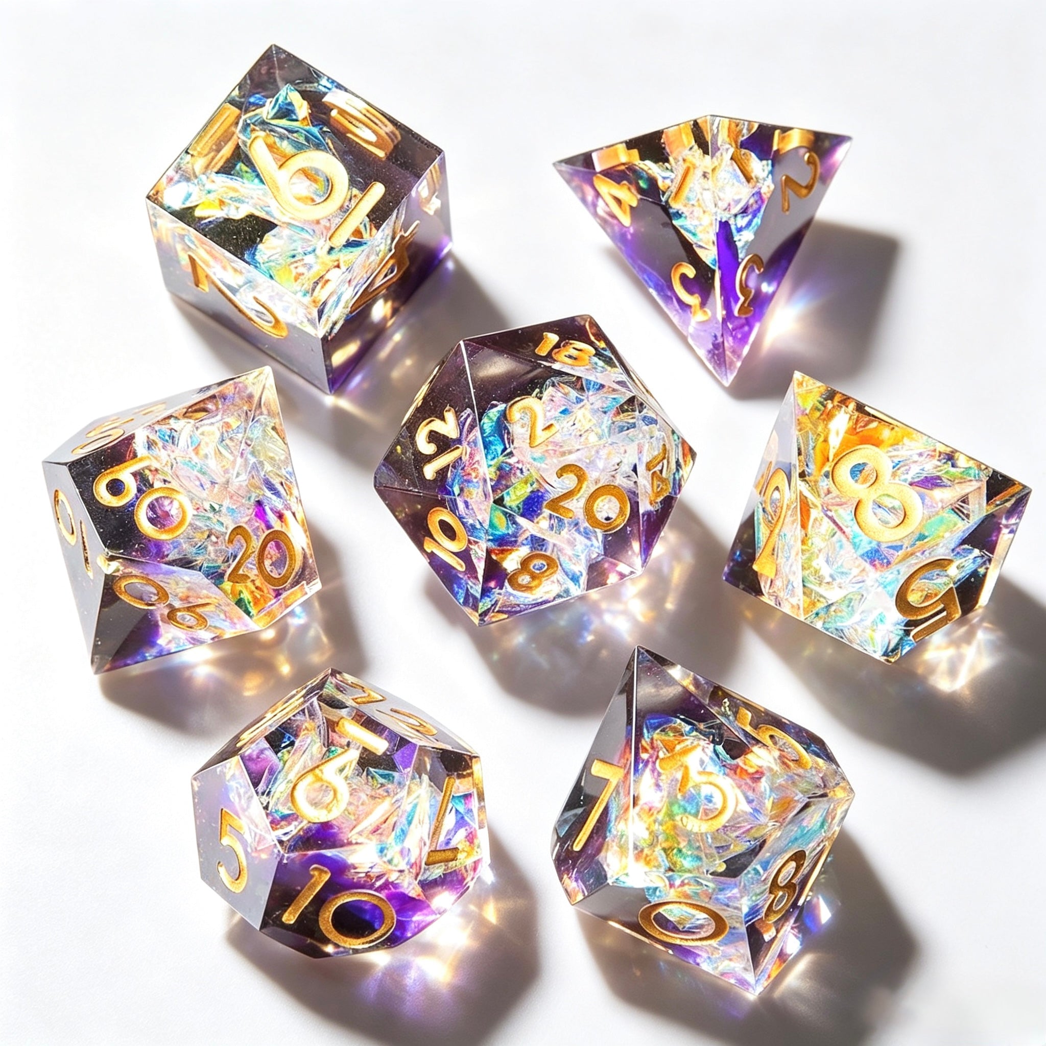 Lavender Quartz Solid Core 7-Piece Dice Set