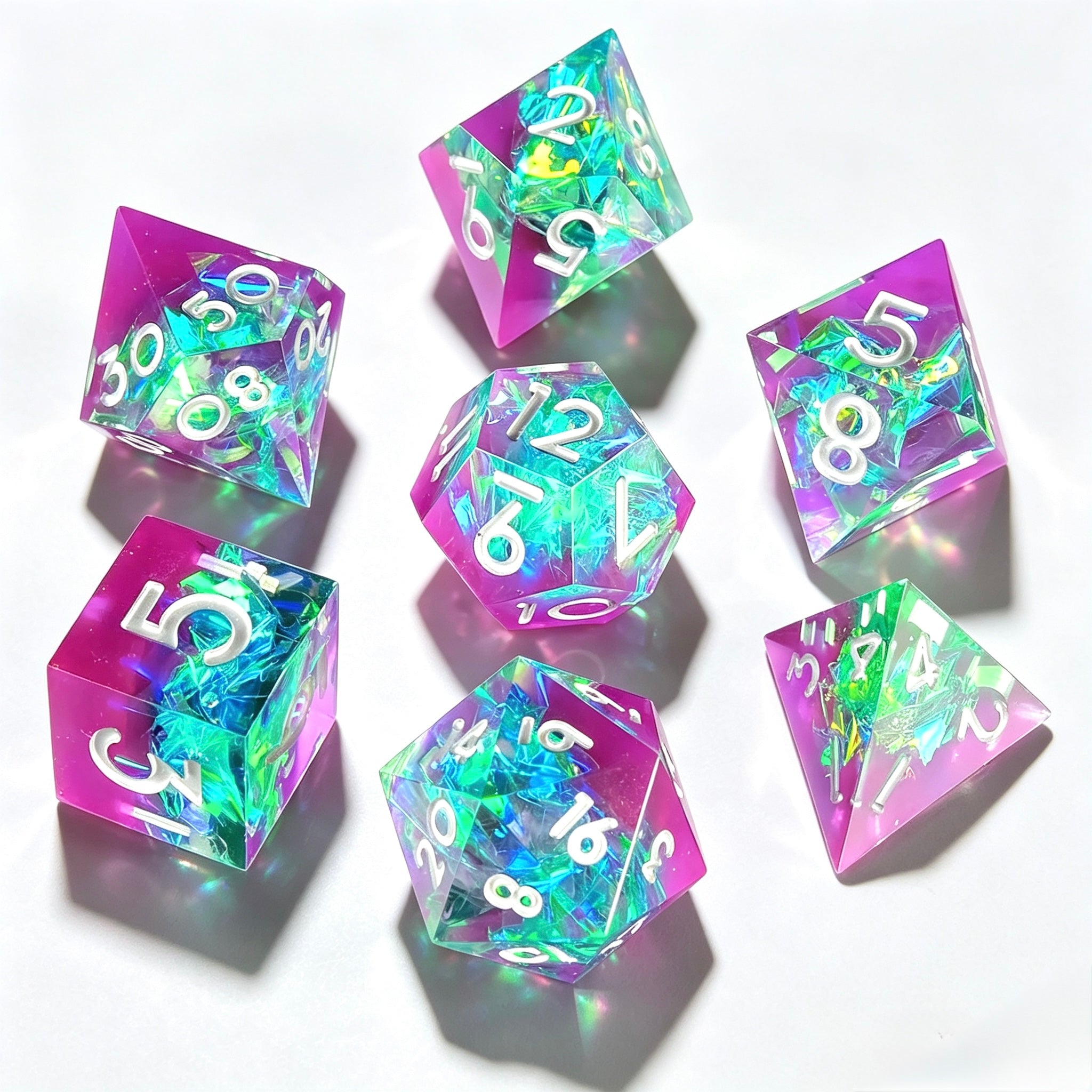 Neon Nebula Solid Core 7-Piece Dice Set