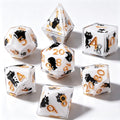 White Cat Solid Core 7-Piece Dice Set