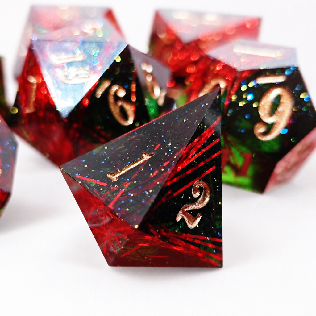 Red Weave Solid Core 7-Piece Dice Set