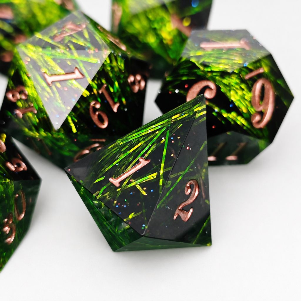 Green Weave Solid Core 7-Piece Dice Set