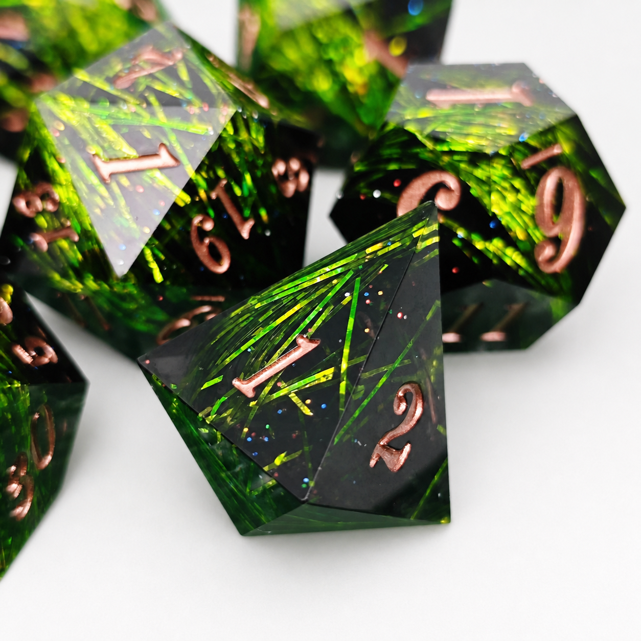 Green Weave Solid Core 7-Piece Dice Set