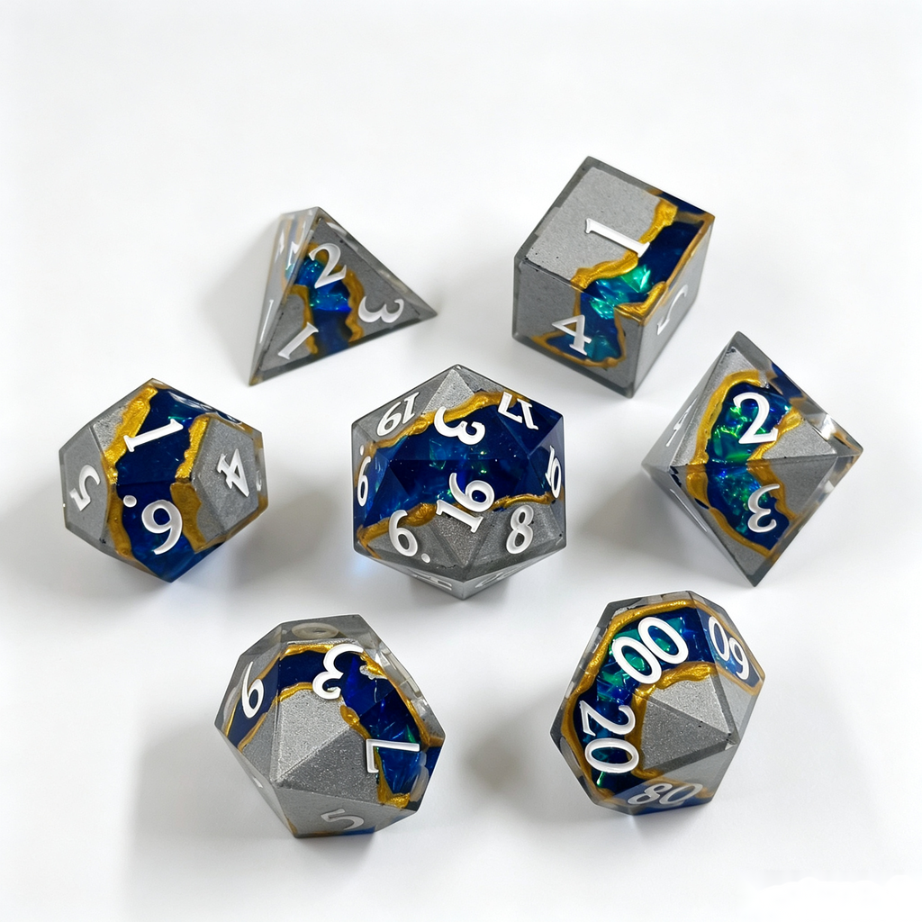 Galactic Rift Grey Solid Core 7-Piece Dice Set